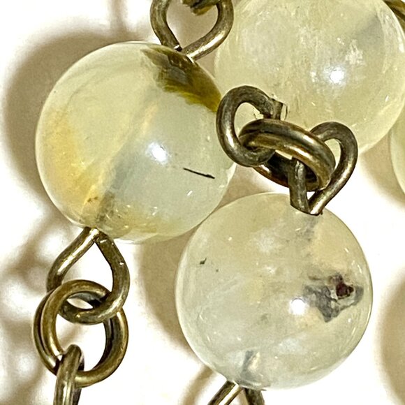Natural Prehnite Necklace, Bronze Paw Print Heart Beat + Genuine Gemstone - Picture 9 of 16